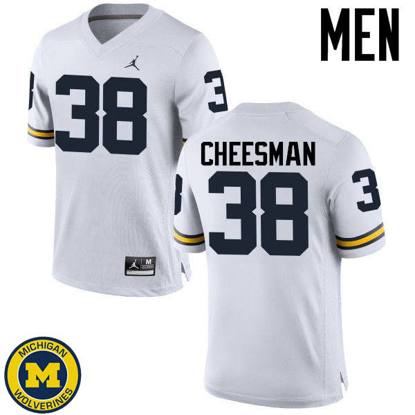 Men's Michigan Wolverines #38 Cameron Cheesman White Football Jersey